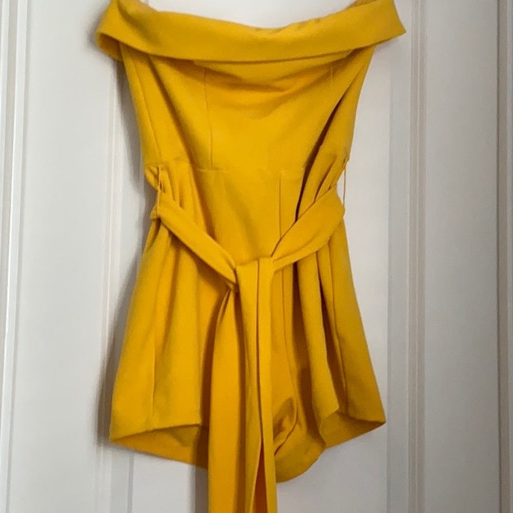Yellow romper with Tie waist belt